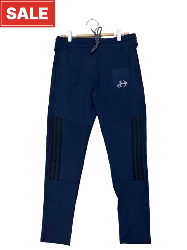 Navy blue Taiwan Lycra Trackpants with black three line strips